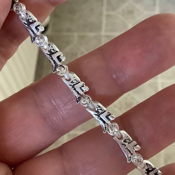 𝅺sterling SILVER 925 WHITE ZIRCON NECKLACE/BRACELET WOMAN SET​ - Picture 2 of 14